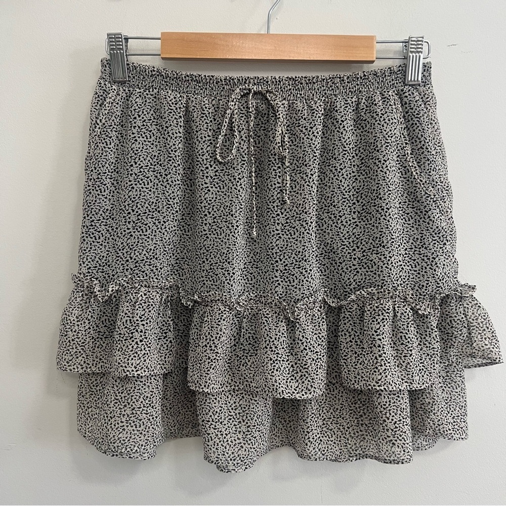 Tiered Ruffle Printed Mini Skirt Print Spring Career Date Night Resortwear Beach - Picture 3 of 8